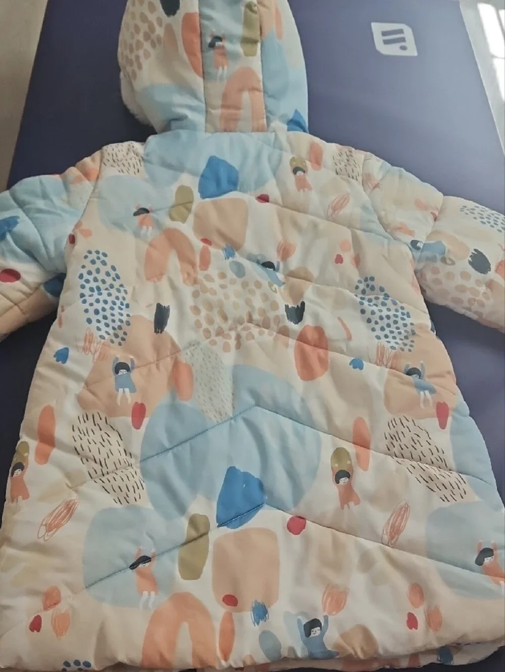 Kids Hooded Puffer Jacket in Pastel Multicolor